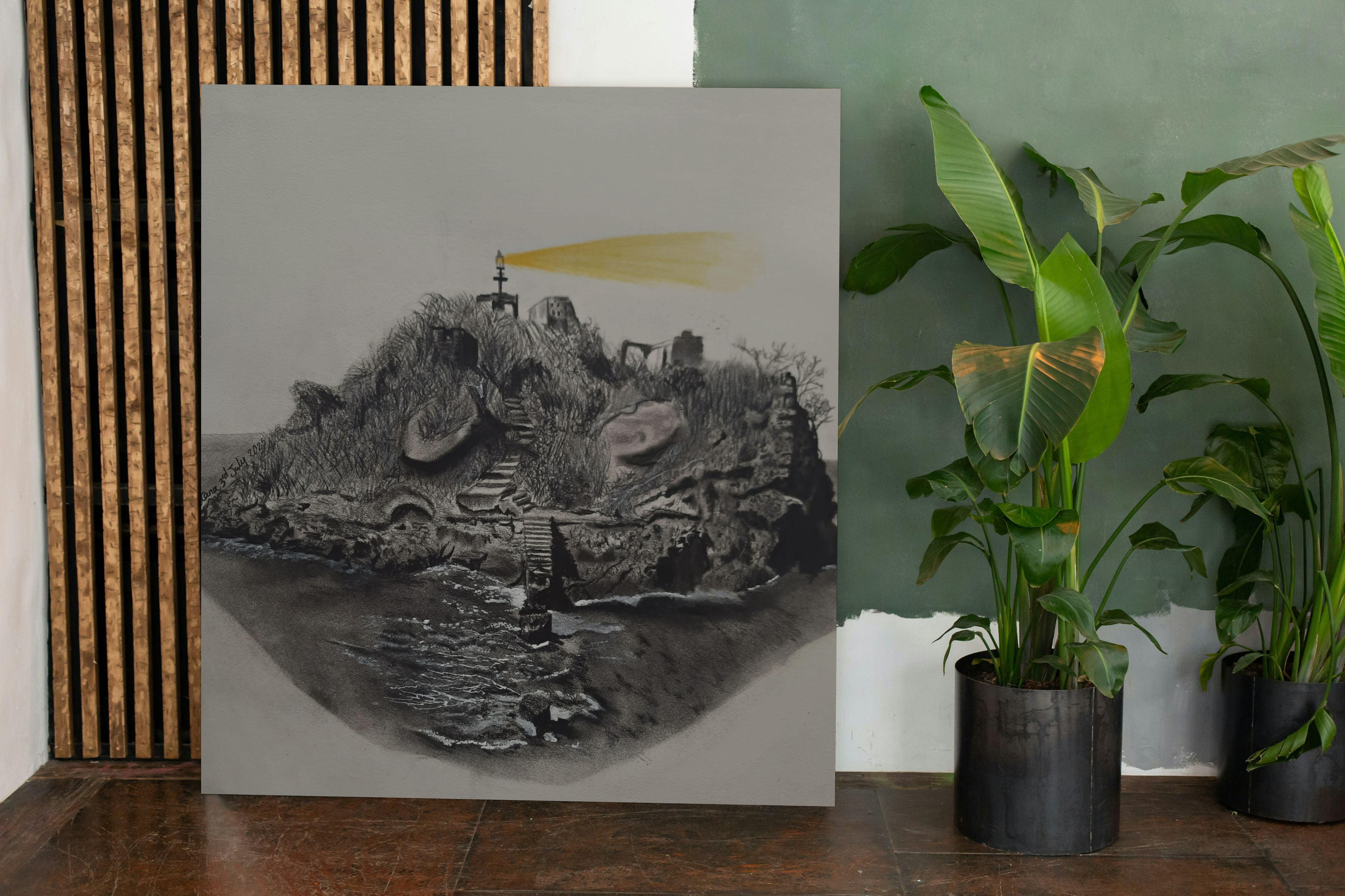 Lonely Island — Original Charcoal Art | Canvas Print